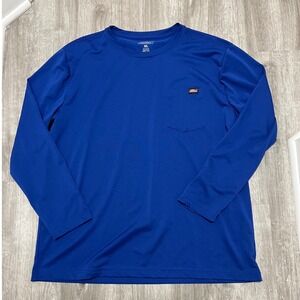 Dickies Mens Royal Blue Long Sleeve‎ Pocket T Shirt Workwear XL Polyester